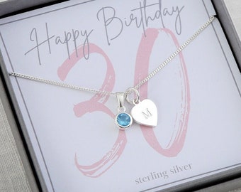 personalised 30th birthday birthstone necklace, 30th birthday birthstone, 30th birthday gift for her