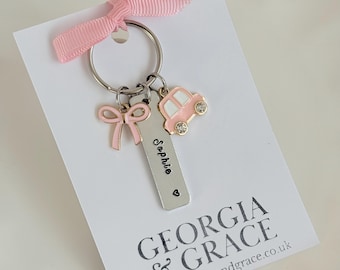 personalised first car keyring, just passed gift, driving test gift, new car keyring, new driver gift, girls car key ring