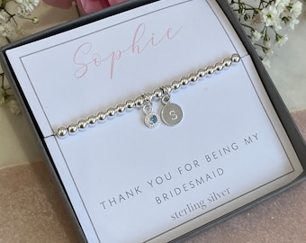 Personalised bridesmaid bracelet, chief bridesmaid gift, maid of honour gift, wedding jewellery, bridesmaid bracelet