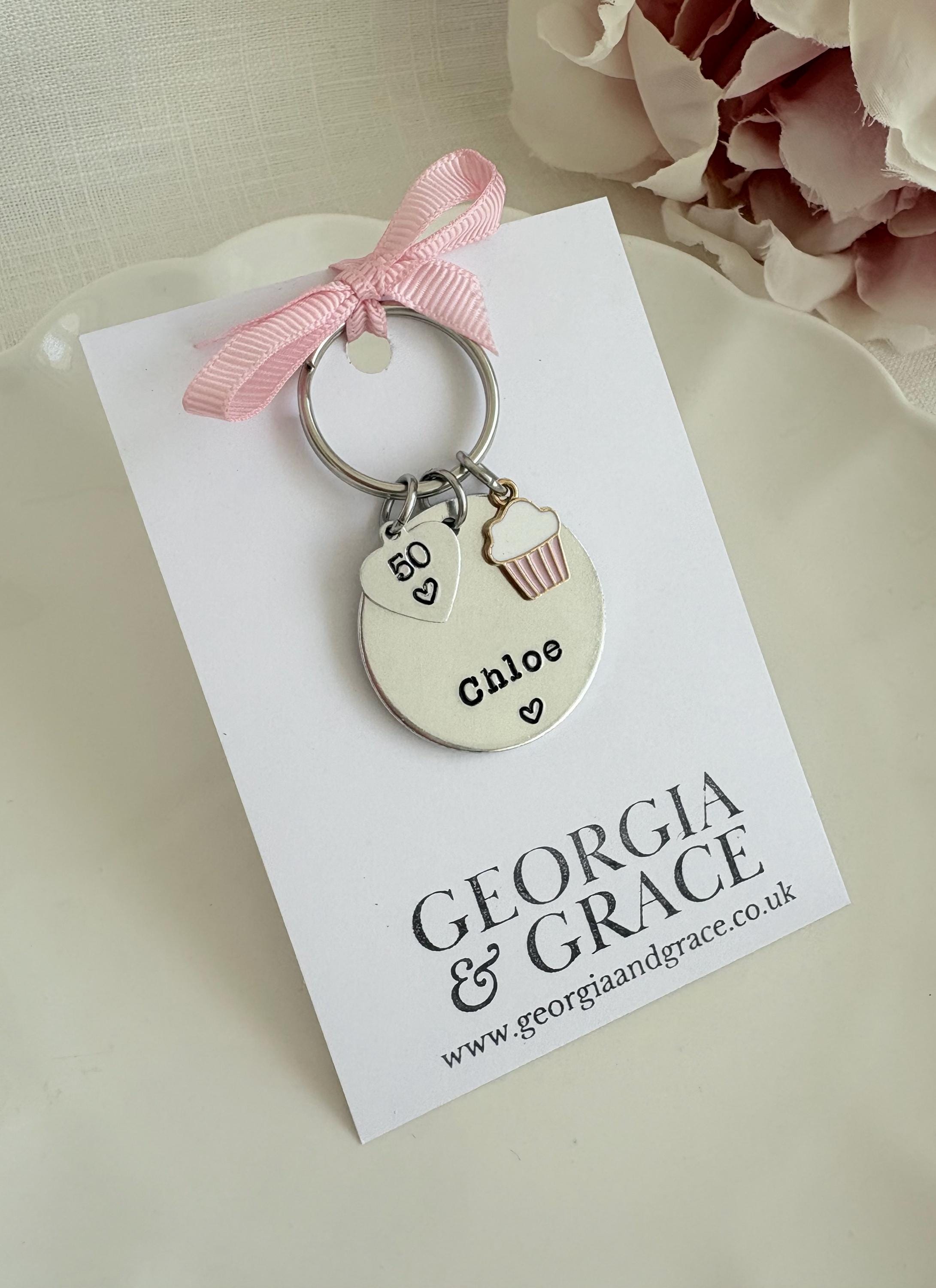 Womens 50th Birthday Keyring , Choice of 6 Charms, Ladies 50th Birthday ...