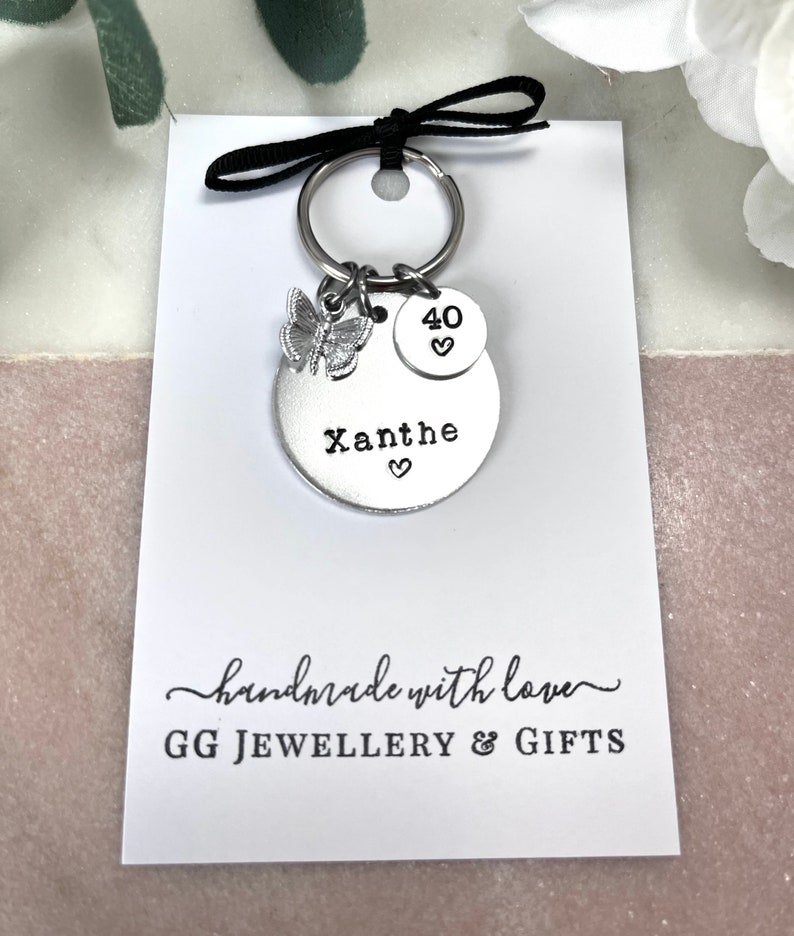 40th Birthday Personalised keyring, choice of 5 charms, 40th birthday gift for women, 40th birthday gift idea for her Bild 10