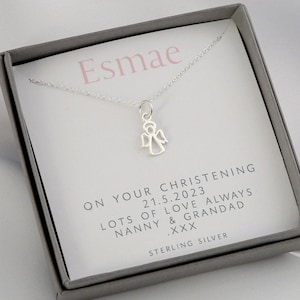 Girls christening gift, girls christening necklace, christening gifts for girls, sterling silver christening necklace, silver angel necklace image 1