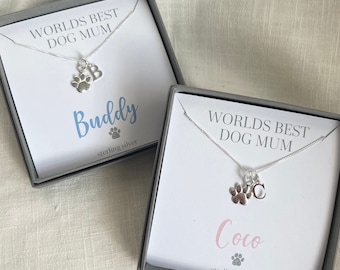 Dog mum gift, puppy mum gift, from the dog necklace, silver paw print necklace, dog lover gifts, Mother’s Day from the dog