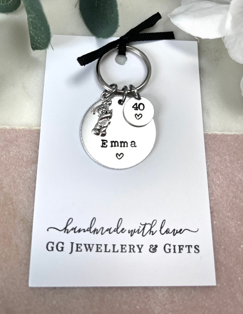 40th Birthday Personalised keyring, choice of 5 charms, 40th birthday gift for women, 40th birthday gift idea for her Bild 7