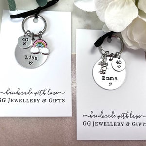 40th Birthday Personalised keyring, choice of 5 charms, 40th birthday gift for women, 40th birthday gift idea for her Bild 8