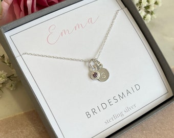 personalised Bridesmaid gift, initial pendant with choice coloured charms, maid of honour gift, flower girl gift, chief bridesmaid proposal