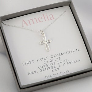 Girls first holy communion gift, silver cross for communion, girls communion gift