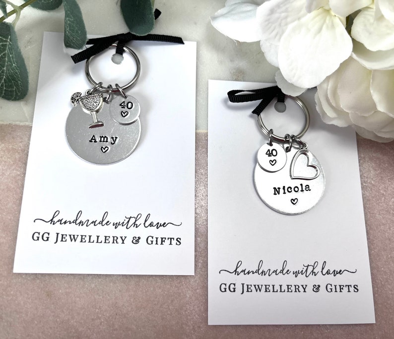 40th Birthday Personalised keyring, choice of 5 charms, 40th birthday gift for women, 40th birthday gift idea for her Bild 4