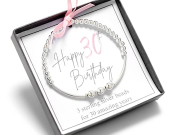 30th birthday beaded bracelet, 3 decades bracelet, 30th birthday gift for her