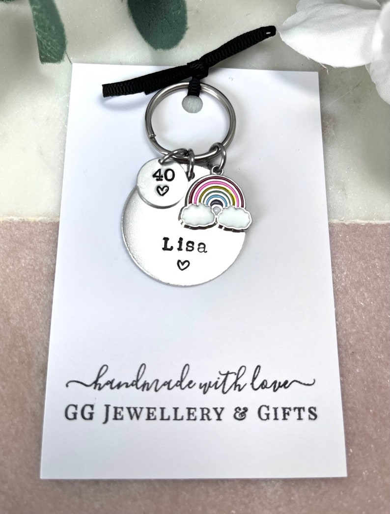 40th Birthday Personalised keyring, choice of 5 charms, 40th birthday gift for women, 40th birthday gift idea for her Bild 5