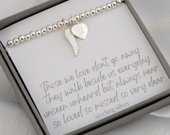 memorial bracelet, angel wing bracelet, sympathy gift, bereavement gift, loss