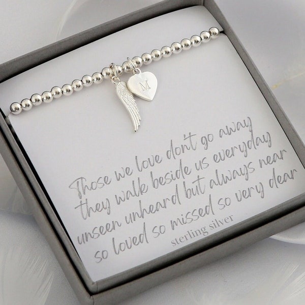 braccialetto commemorativo, braccialetto con ali d'angelo, regalo di simpatia, regalo di lutto, perdita