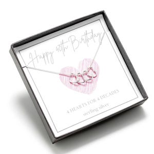 Womens silver 40th birthday necklace, 40th birthday necklace for her, 40th birthday gift for her