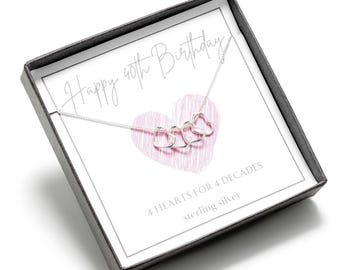 Womens silver 40th birthday necklace, 40th birthday necklace for her, 40th birthday gift for her