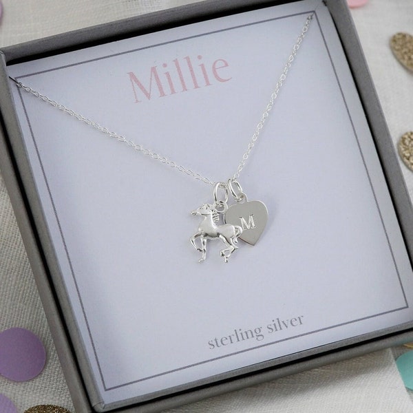 Girls silver horse necklace, horse gift for girl, sterling silver horse pendant, horse gift for a girl