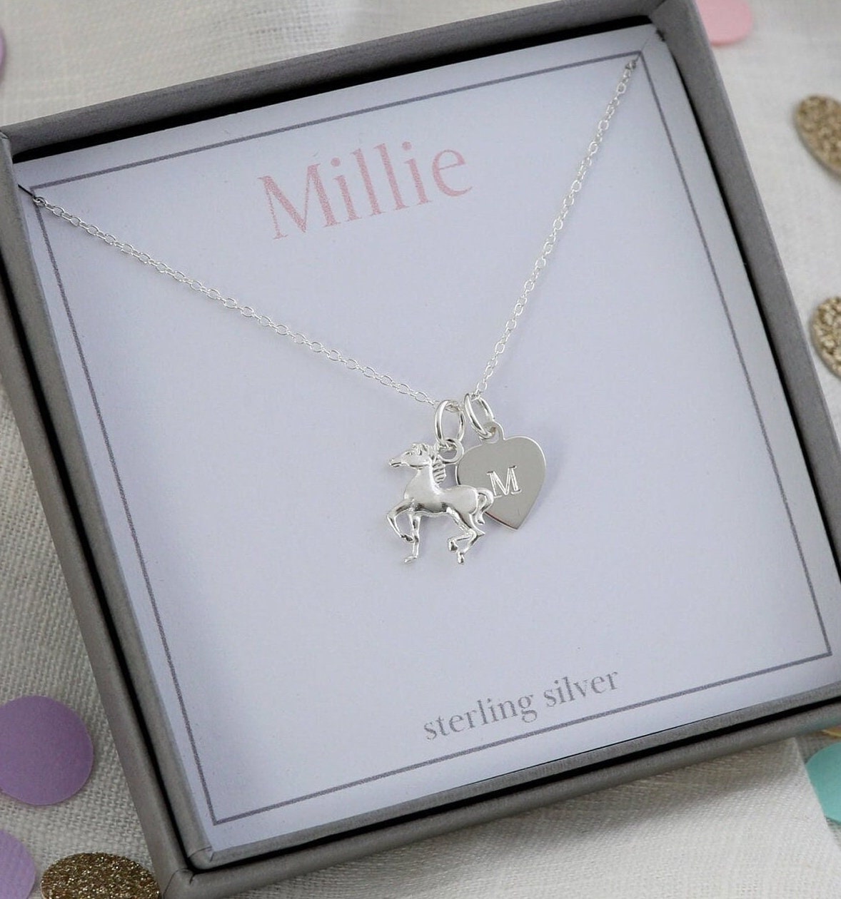 Silver Girl And Horse Necklace For Girls, Horse Jewellery Gifts