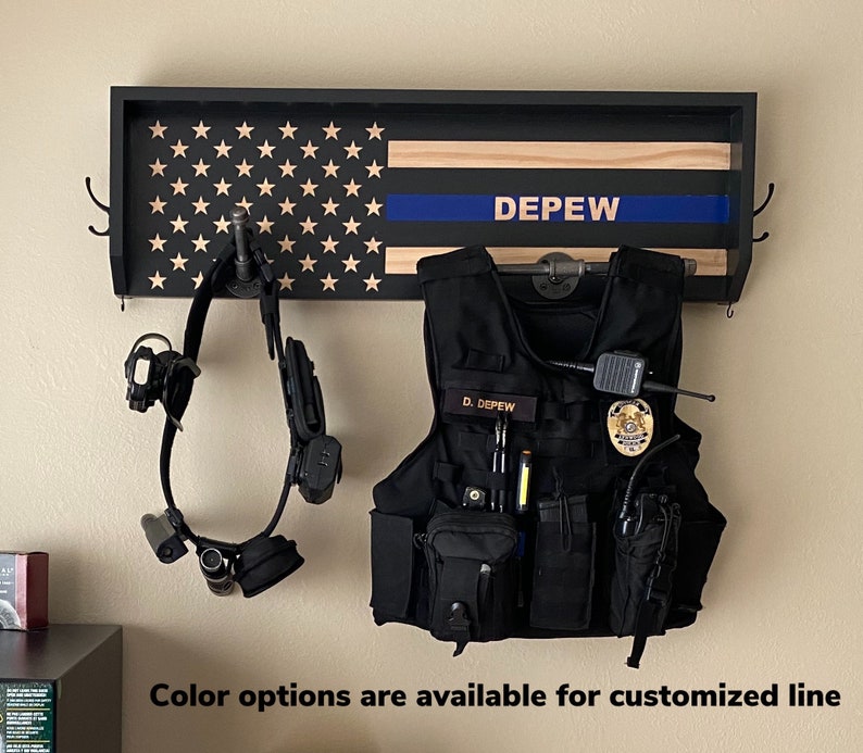 Police Gear Rack Thin Blue Line Police Academy Graduation Etsy