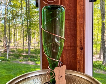 Wine Bottle Bird Feeder- Green