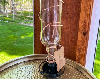 Wine Bottle Bird Feeder- Clear