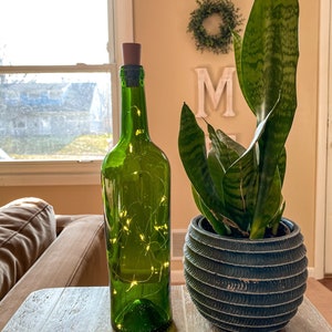 Green Wine Bottle with Lights