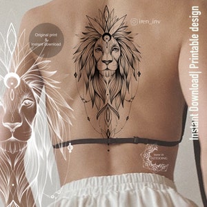Lion Tattoo Design | Instant download | Original print | Printable stencil