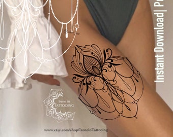 Tattoo Design Lotus Original Drawing Digital Download - Etsy Denmark