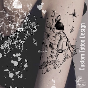 tatuaje de astronauta sencillo