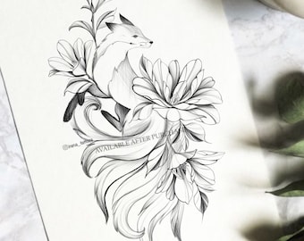 Fox Tattoo Design - Etsy Israel Fox Tattoo Design - Etsy Israel