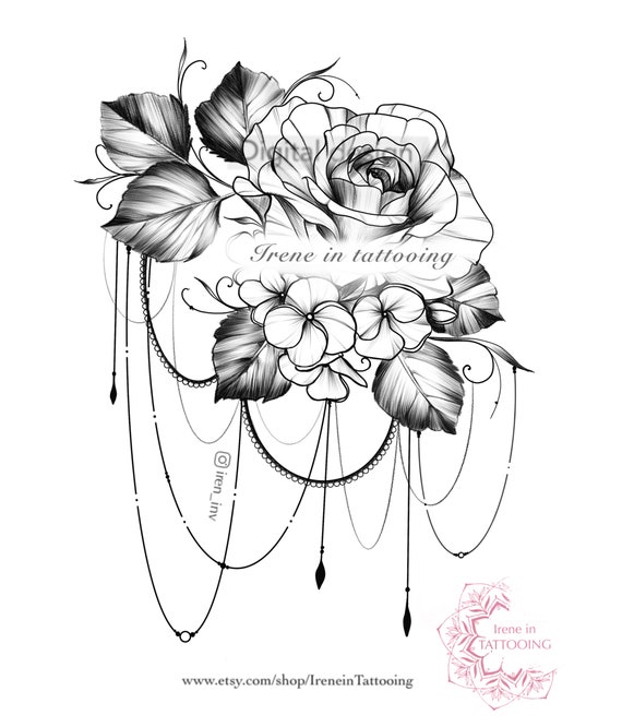 Diseño de tatuaje de rosa para mujeres / Descarga instantánea - Etsy España