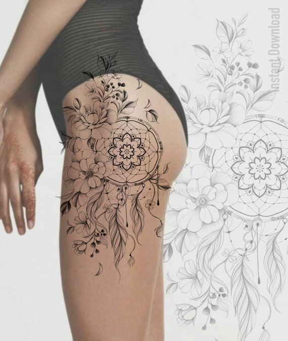 Dream Catcher Tattoo Design Printable Stencil Instant - Etsy