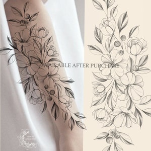 Floral Tattoo Design Instant Download Printable Stencil Original ...