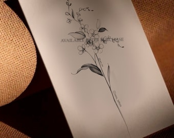 SEPTEMBERFÖDELSEBLOMMOR | Tatueringsdesign | Förgätmigej | Direktnedladdning | Schablon för tatuering | Digital produkt