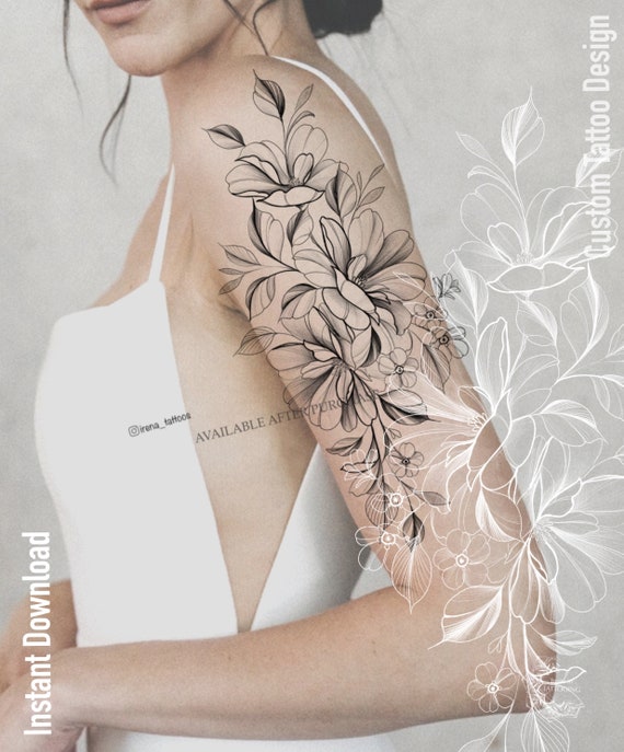 Magnolia Tattoo Design Instant Download Printable Stencil  Etsy Israel