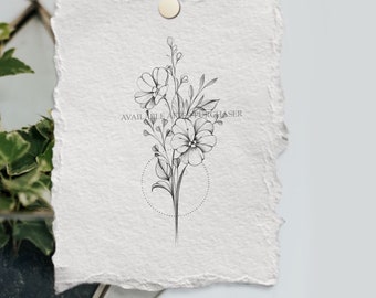 Violet Floral Tattoo Design: Printable Stencil (Digital Download)