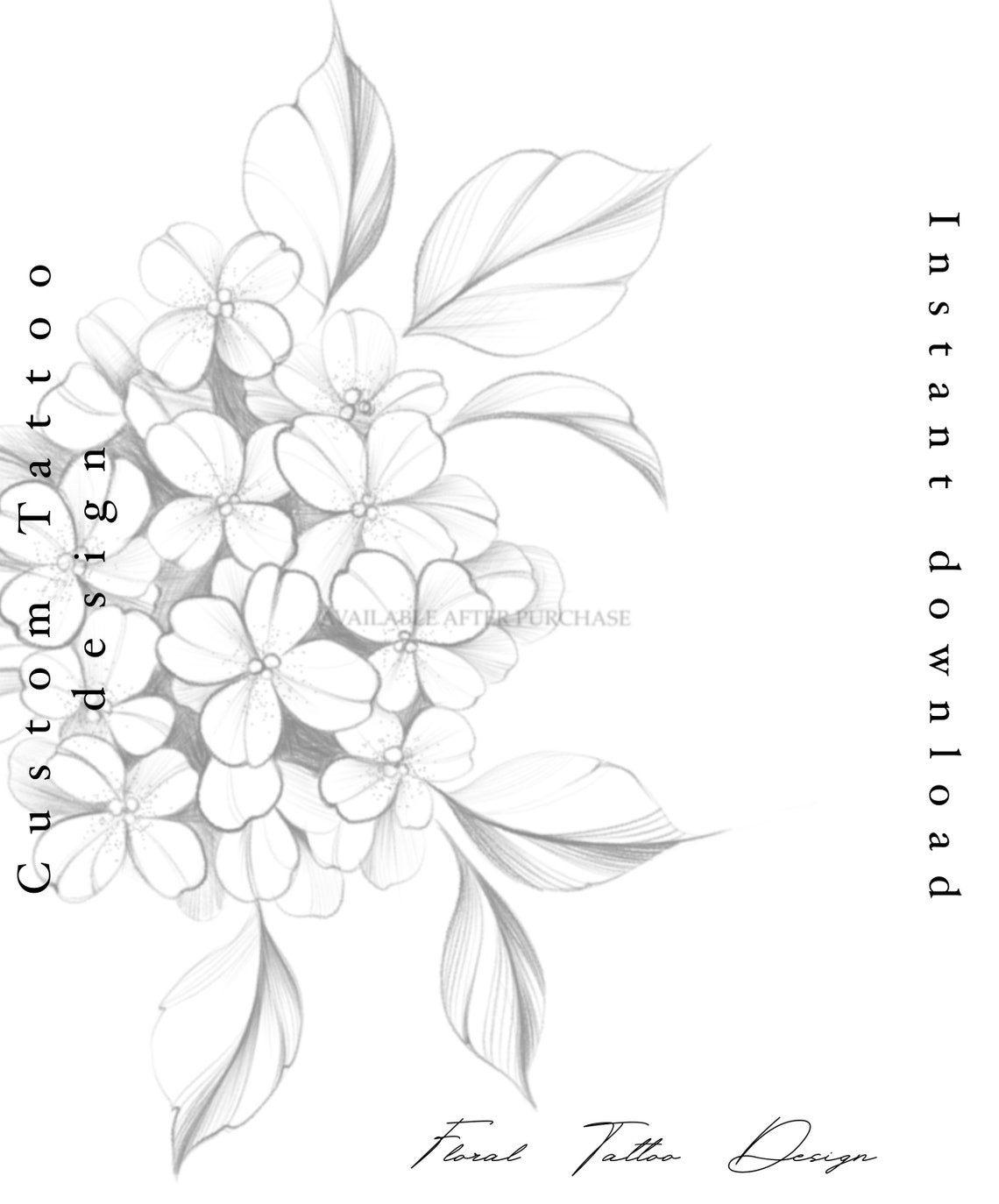 Hydrangea Tattoo Design Tattoo Design Printable Stencil - Etsy
