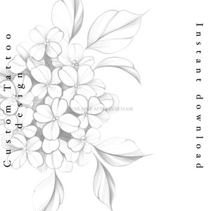 Hydrangea Tattoo Design Tattoo Design Printable Stencil Instant ...