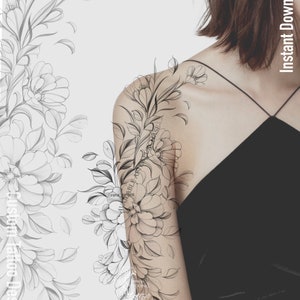 Diseño de tatuaje de flores / Diseño de tatuaje personalizado / Descarga instantánea / Plantilla imprimible