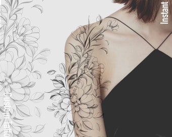 Flowers Tattoo design | Custom Tattoo Design |  Instant download | Printable stencil