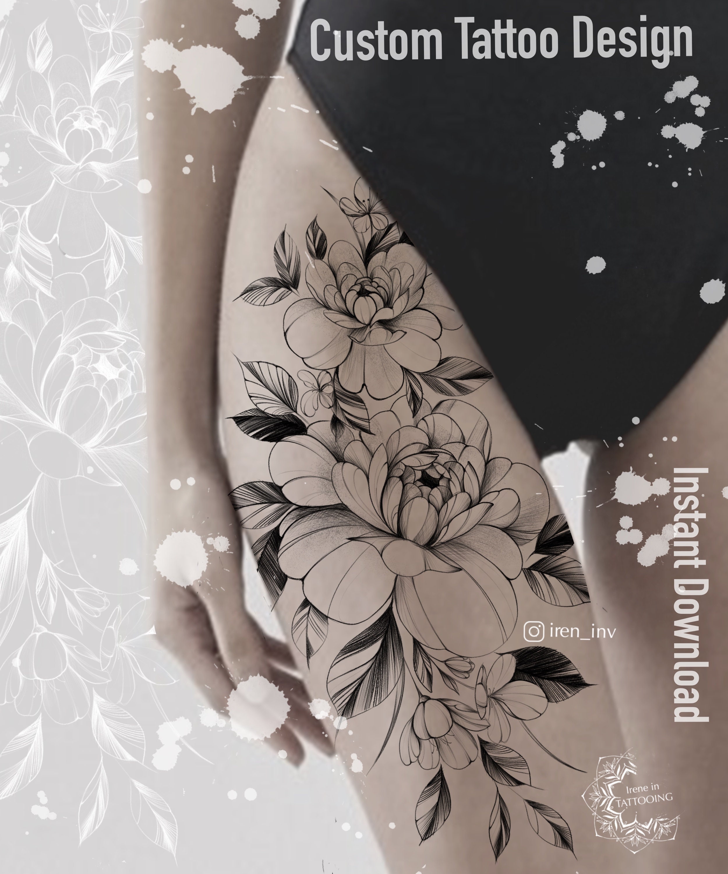 Peony Tattoo Design Custom Tattoo Design Instant Download - Etsy