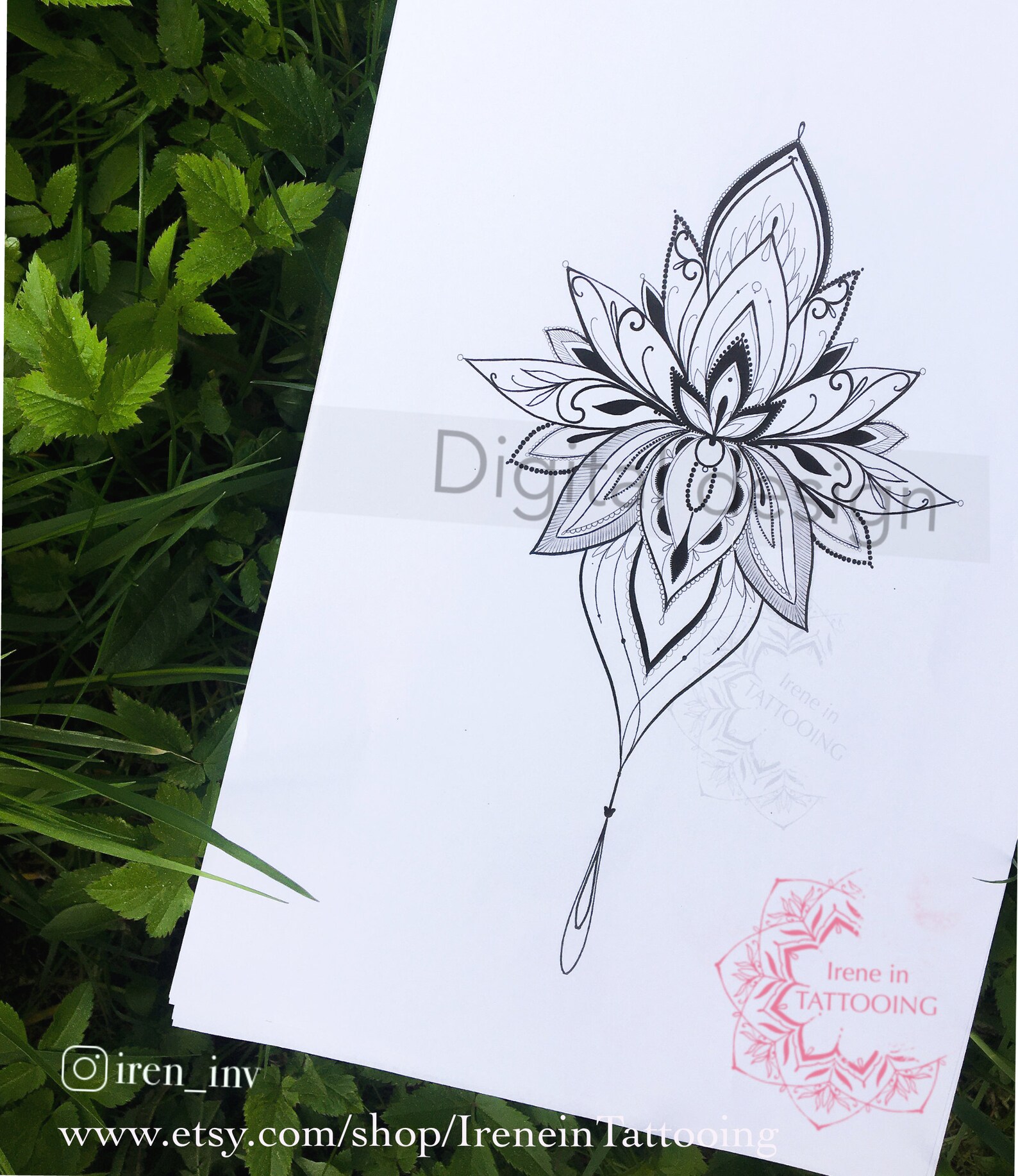 Lotus Tattoo Design Instant Download Ornamental Tattoo | Etsy