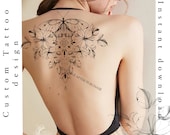 Butterfly Floral Tattoo Design | Printable Stencil (Instant Download)
