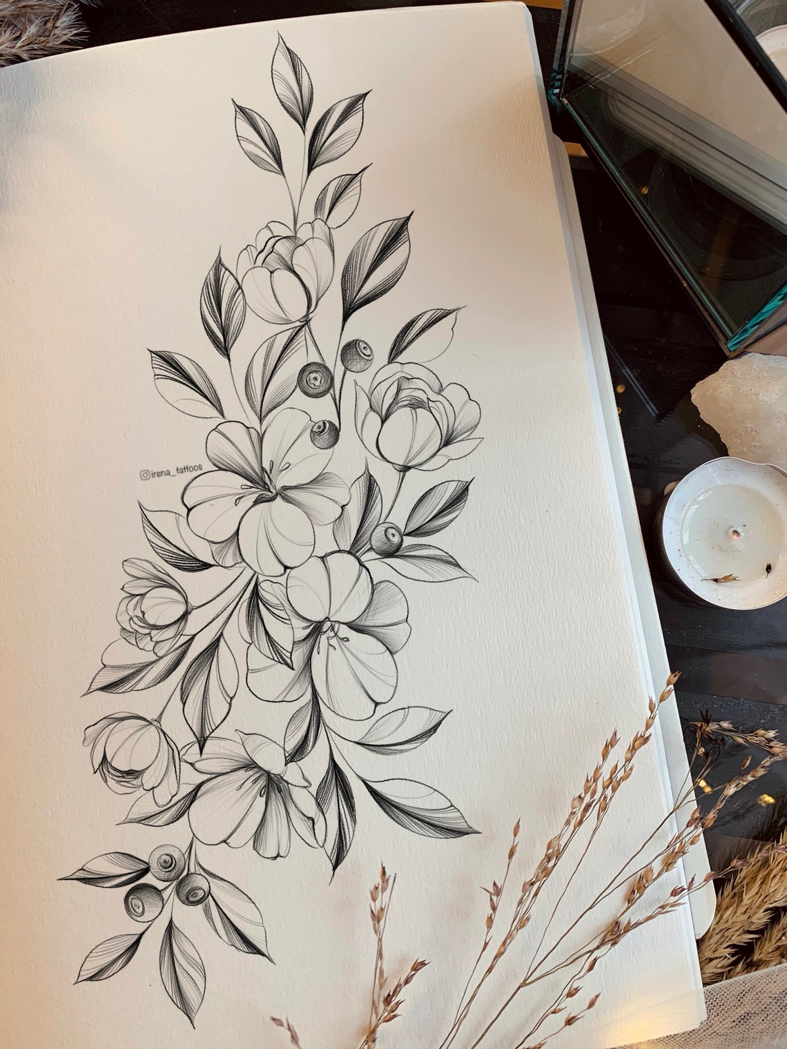 Floral Tattoo Design Instant Download Printable Stencil | Etsy