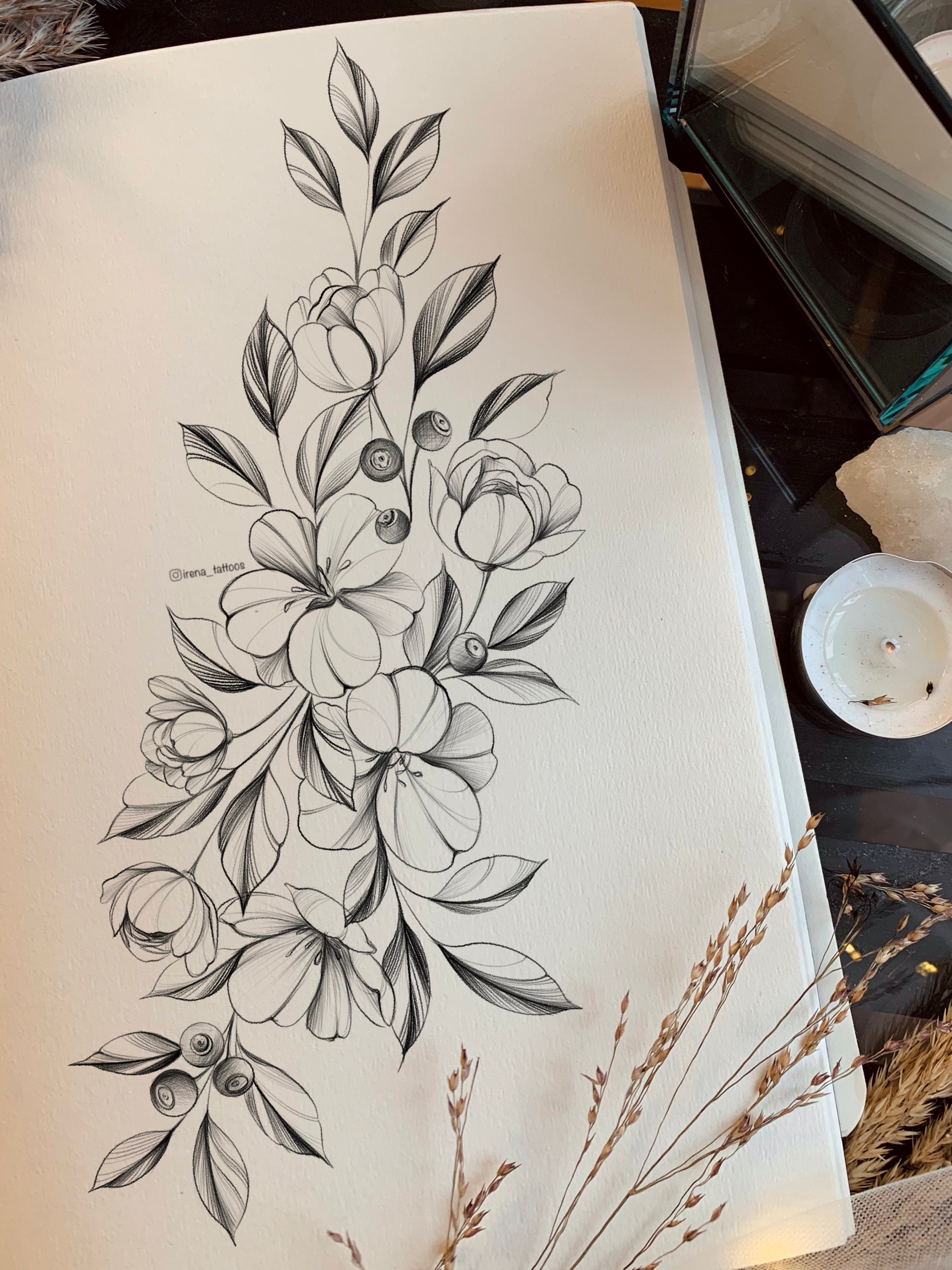 Floral Tattoo Design Instant Download Printable Stencil - Etsy