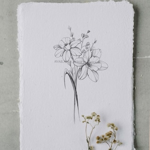 Narcissus. flowers | Tattoo design | Instant download | Original print art | Printable stencil | Custom tattoo design