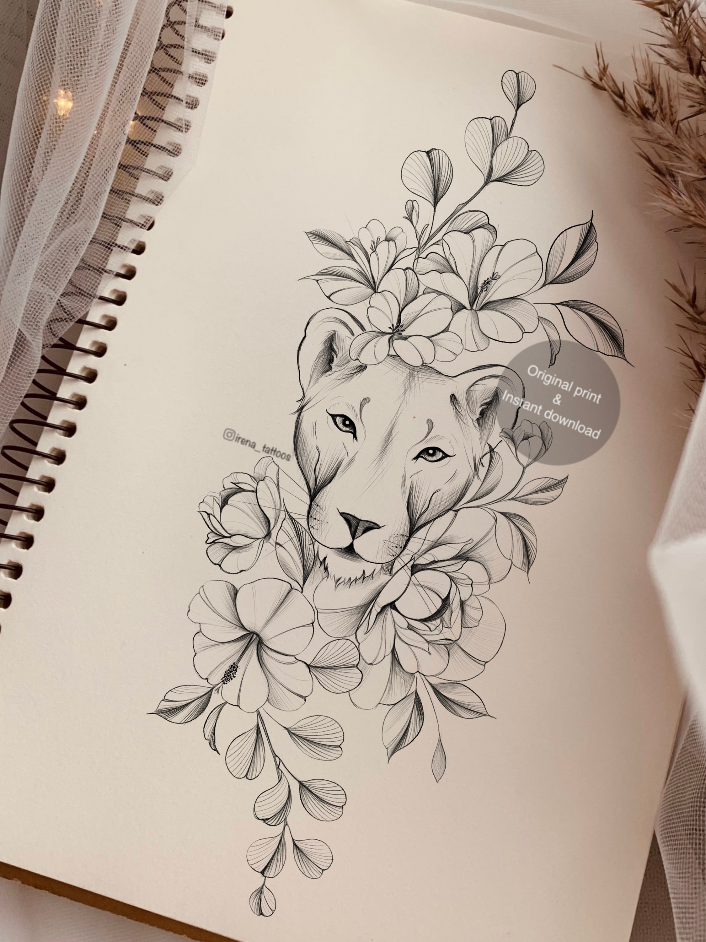 Lioness Tattoo - Etsy