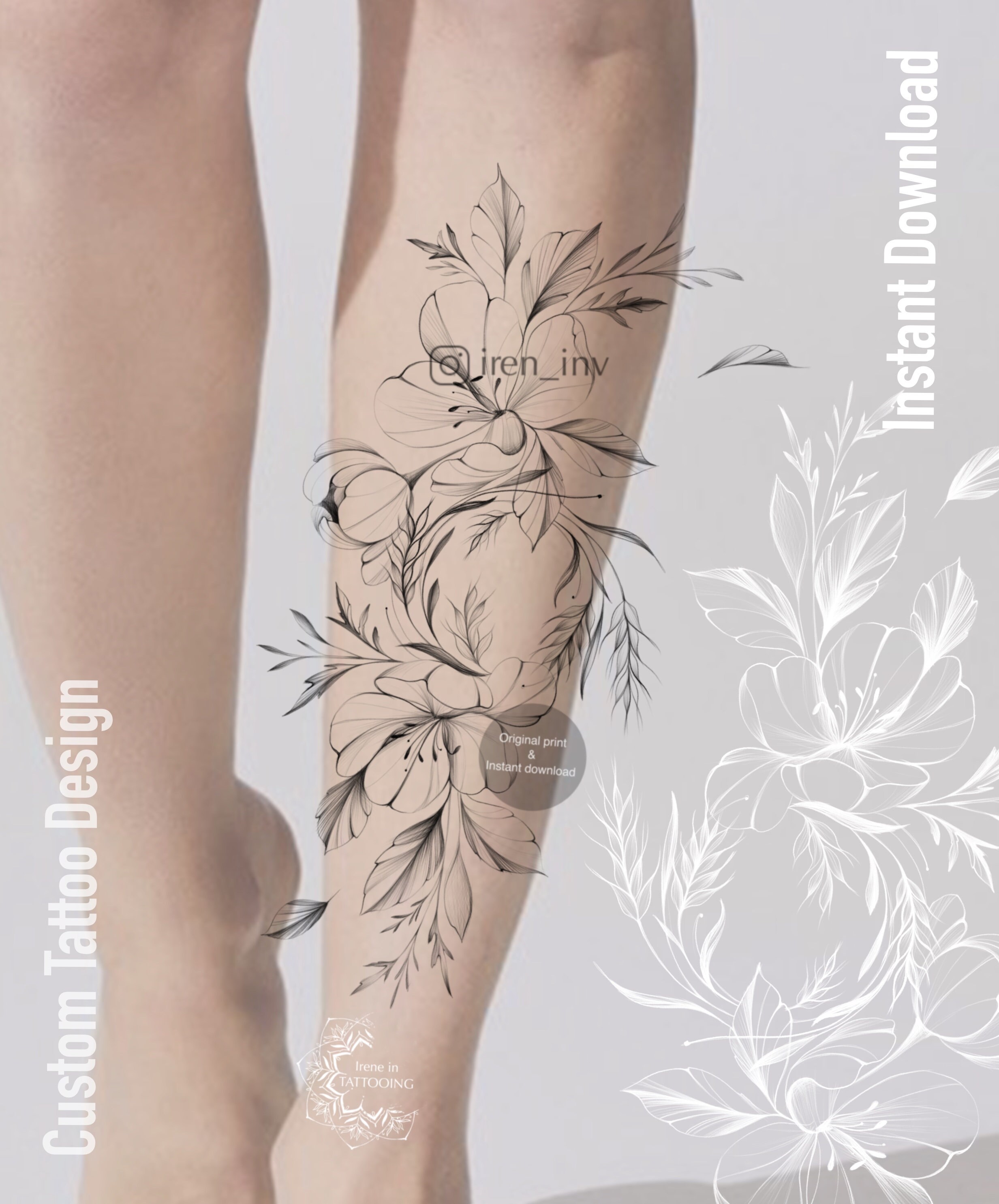 Custom Tattoo Design Printable stencil Instant Download | Etsy