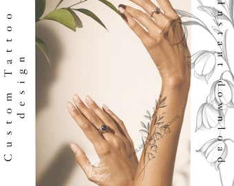 Lily of valley | Tattoo design | Instant download | Digital design | Printable stencil
