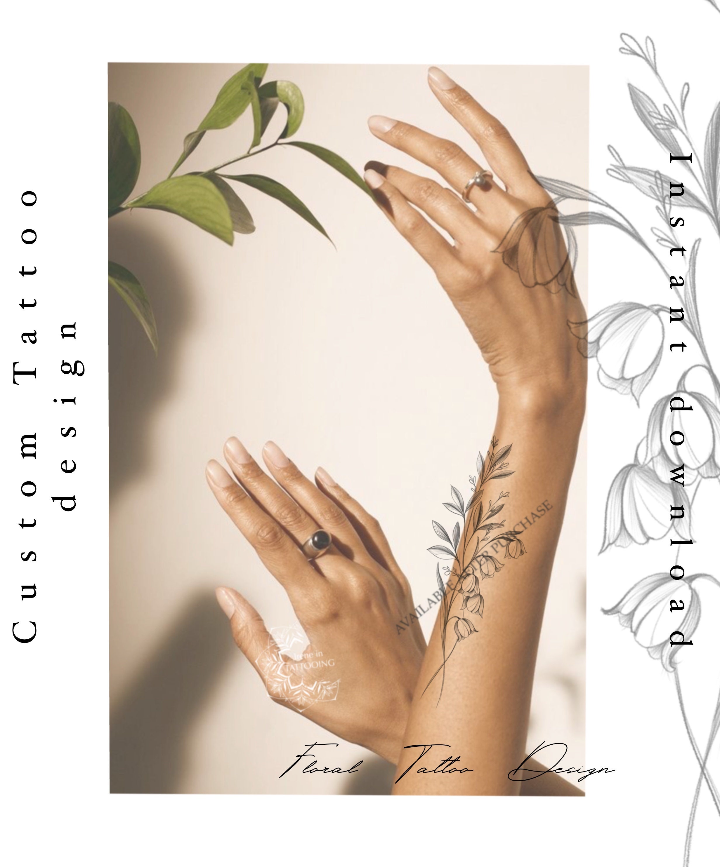 Lelietje-van-dalen | Tattoo-ontwerp | Direct downloaden | Digitaal ..., حجم الصورة 2465x2970
