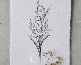 Tattoo Design | Freesia flower | Instant download | Printable stencil | Custom tattoo design