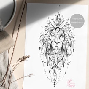 Lion Tattoo Design Instant Download Original Print - Etsy